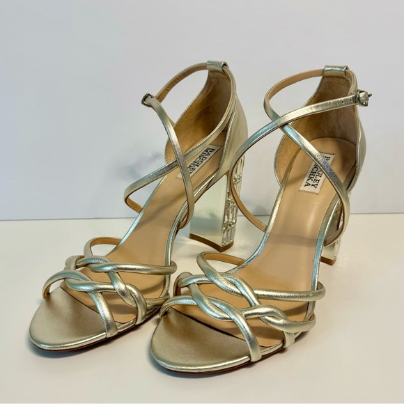 Badgley Mischka ✨ Soria Metallic Rhinestone Heels Gold - Picture 5 of 6